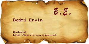 Bodri Ervin névjegykártya